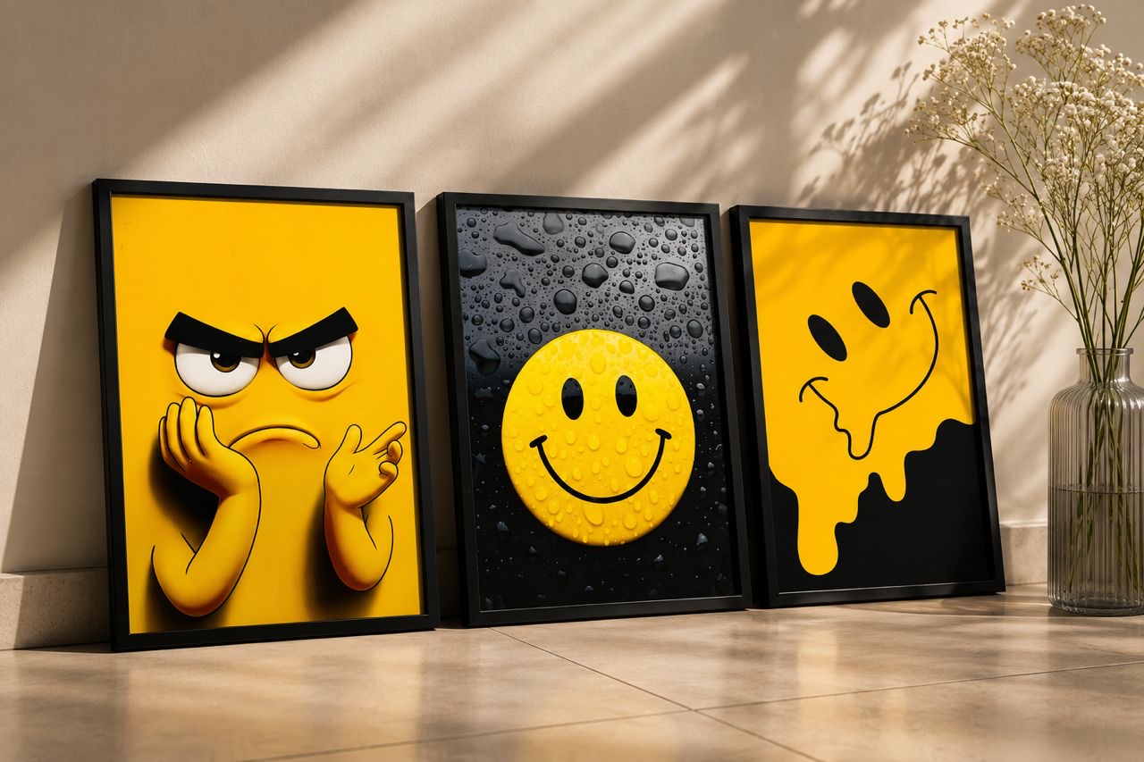 Good Vibes Smiley 3-in-1 Wall Frame Set