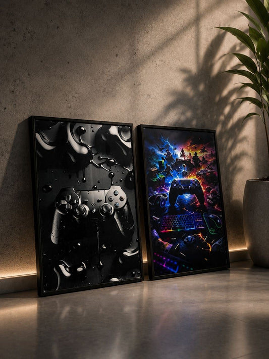Dark & Neon Gaming 2-in-1 Wall Frame Set